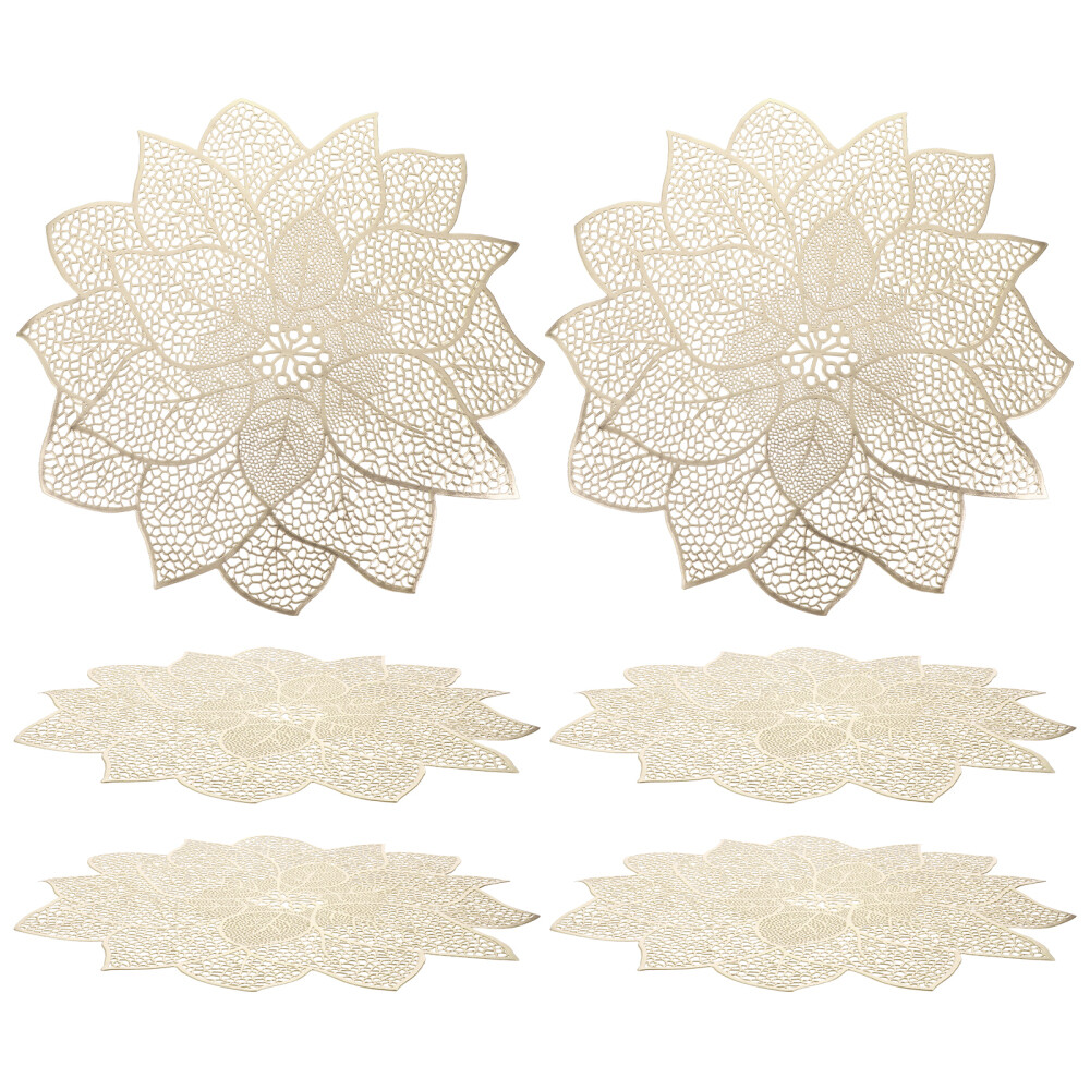 6pcs Flower Shaped Placemats Dinner Table Placemats PVC Hollow Flower