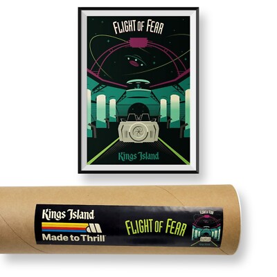 FLIGHT OF FEAR King's Island (Exclusive) Roller Coaster Made To Thrill Poster 