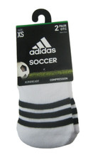 Adidas Soccer 2-Pack OTC Socks XS For Youth Shoe Size 9C-1Y White Black