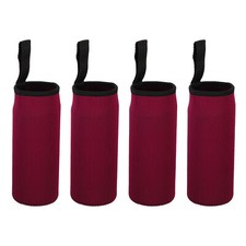 4pcs 65x180mm Water Bottle Sleeve Insulated Bottle Bag Holder Carrier Wine Red