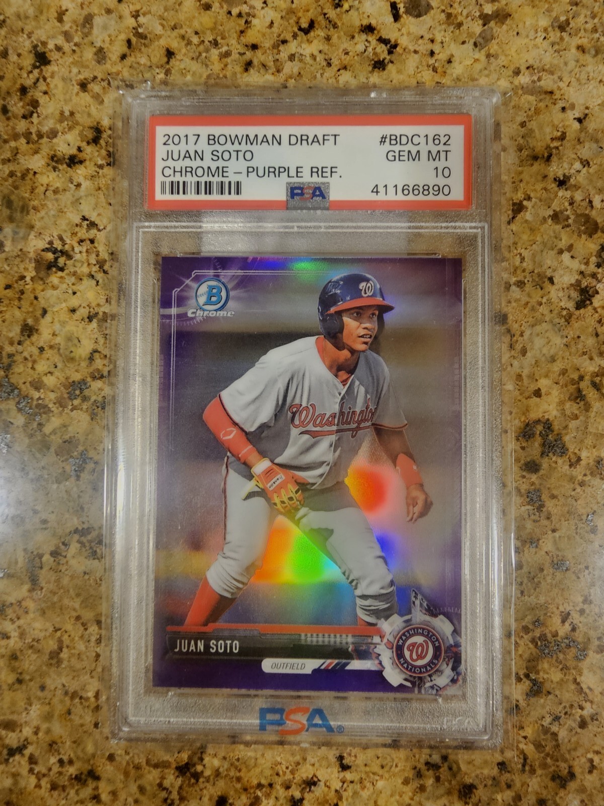 2017 Bowman Chrome Draft Juan Soto Purple Refractor PSA 10 Rookie Card 124/250