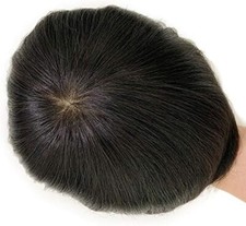 100 Human Hair Invisible Clip in Hairpiece Straight PuToupee Topper Wig For Men