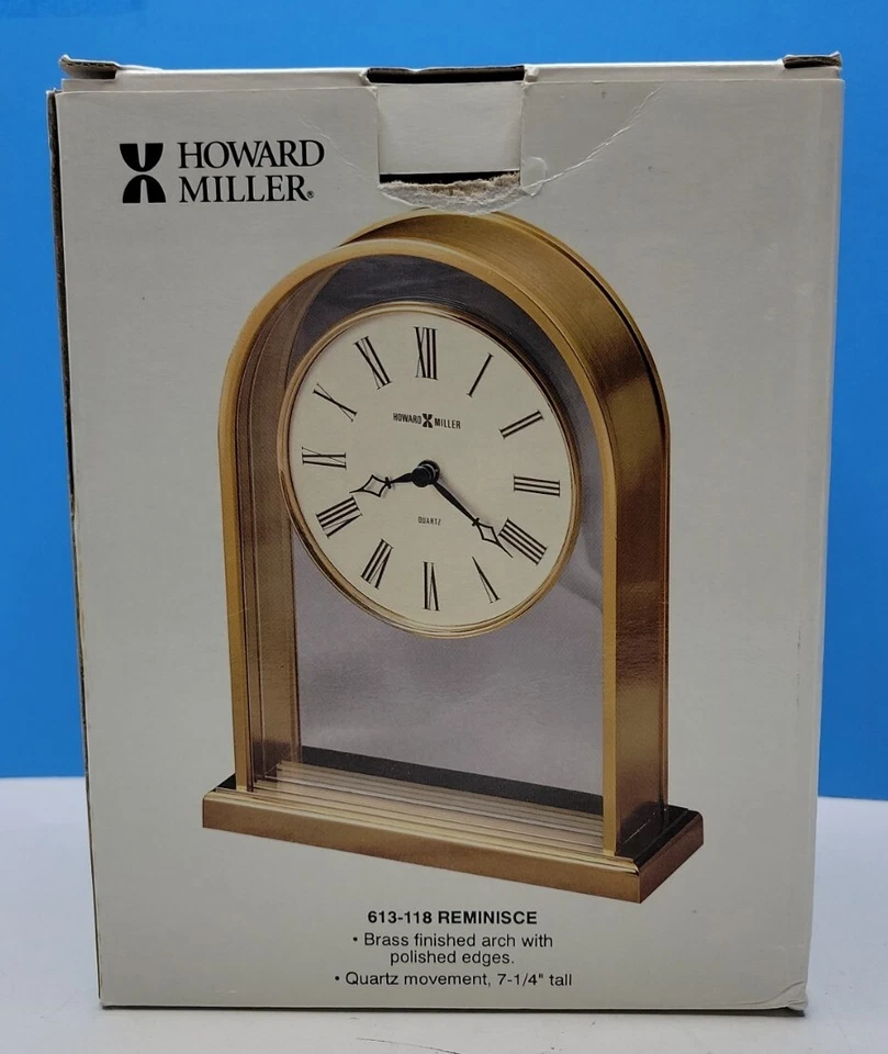 Vintage Howard Miller Reminisce Table Clock Brass #613-118 Quartz - New. - Image 3 of 4
