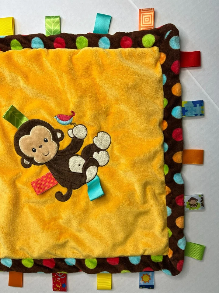 Mary Myer Baby Taggies Lovey Security Blanket Monkey Bird Orange - Image 2 of 4