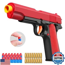 Zhaninys Soft Bullet Toys Gun Realistic Shell Ejecting Gun Pistol Foam Fake D