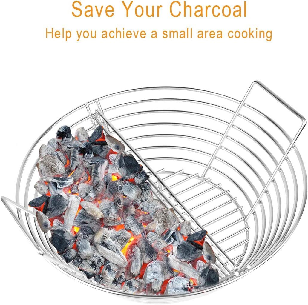 Lump Charcoal Fire Basket with Divider Big Green Egg Accessories,Stainless Steel