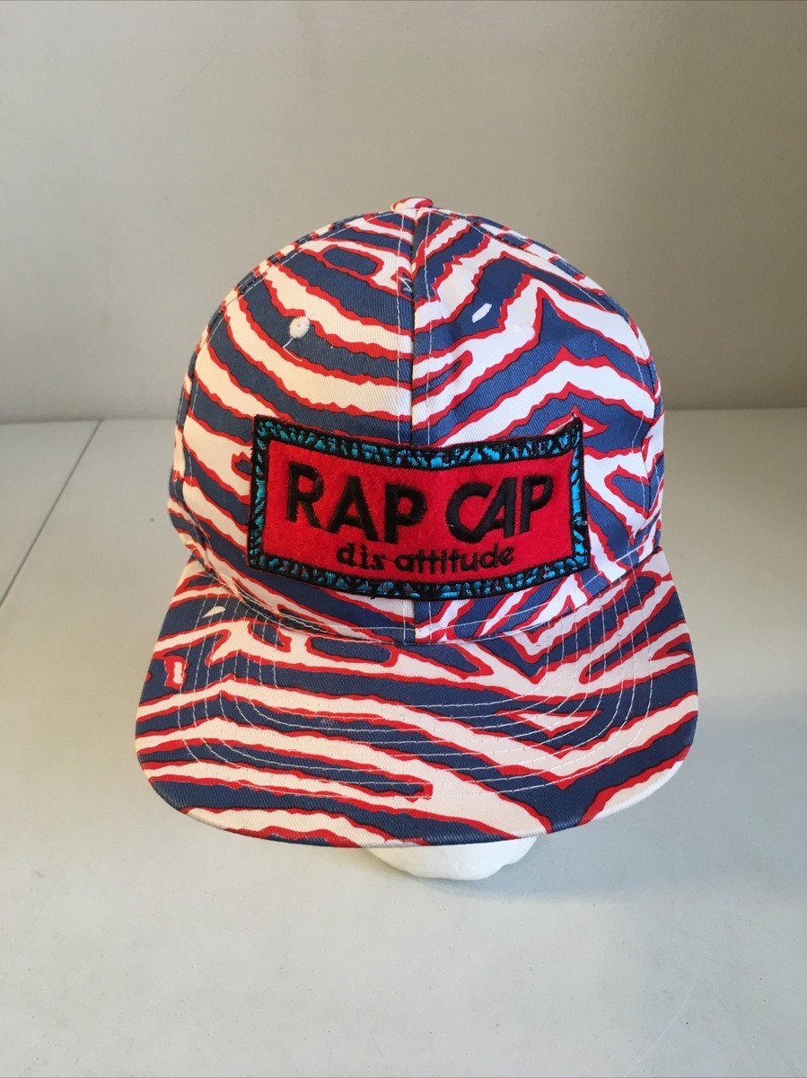 Vintage 90s Red White Blue Snapback Rap Cap Dis Attitude - Fit