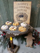 OLD PRIMITIVE VICTORIAN VINTAGE HOME FOLK STYLE GRANNYS CHRISTMAS FRUITCAKE SIGN