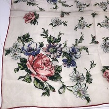 Vintage Floral Scarf Japan Baar Beards Top Hit Hand Roll Mystery Crepe Rayon