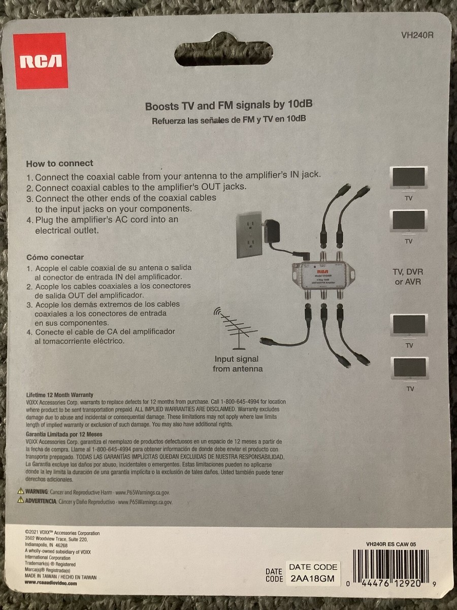 RCA VH240R Four-way Video Signal Amplifier Splitter 5-42mhz