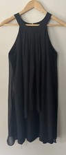 WHBM size 10 black Halter Chiffon Overlay Sleeveless Trapeze Little Black Dress