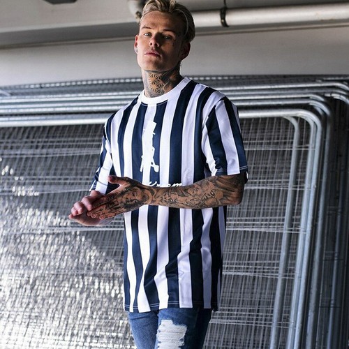 Camiseta A Rayas Moda Verano Para Hombre Camisa Hip Hop Casual Deportivo  Fútbol | eBay
