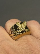 Men  s Gold Plated Stainless Steel Patriotic USA Bald Eagle Ring Size 10