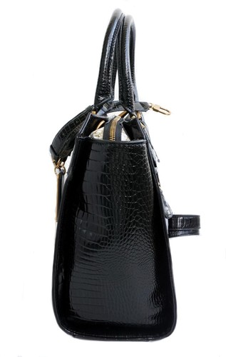 Guess sac femme sac à main sac à anses raphia croco noir neuf - Photo 10 sur 14