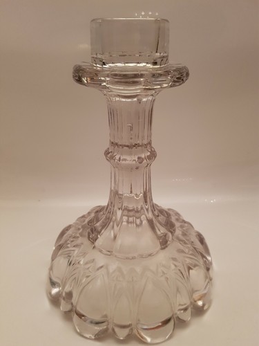 Vintage Large Fat Glass Candle Stick Holder Clear Thick Heavy Glass (A7) - Picture 3 of 12