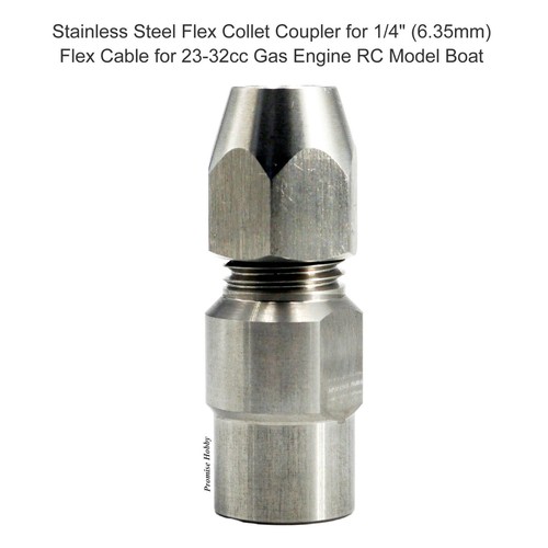 Stainless Steel Collet Coupler for 1/4" Flex Cable 23-32CC Gas Engine RC Boat - Picture 5 of 5