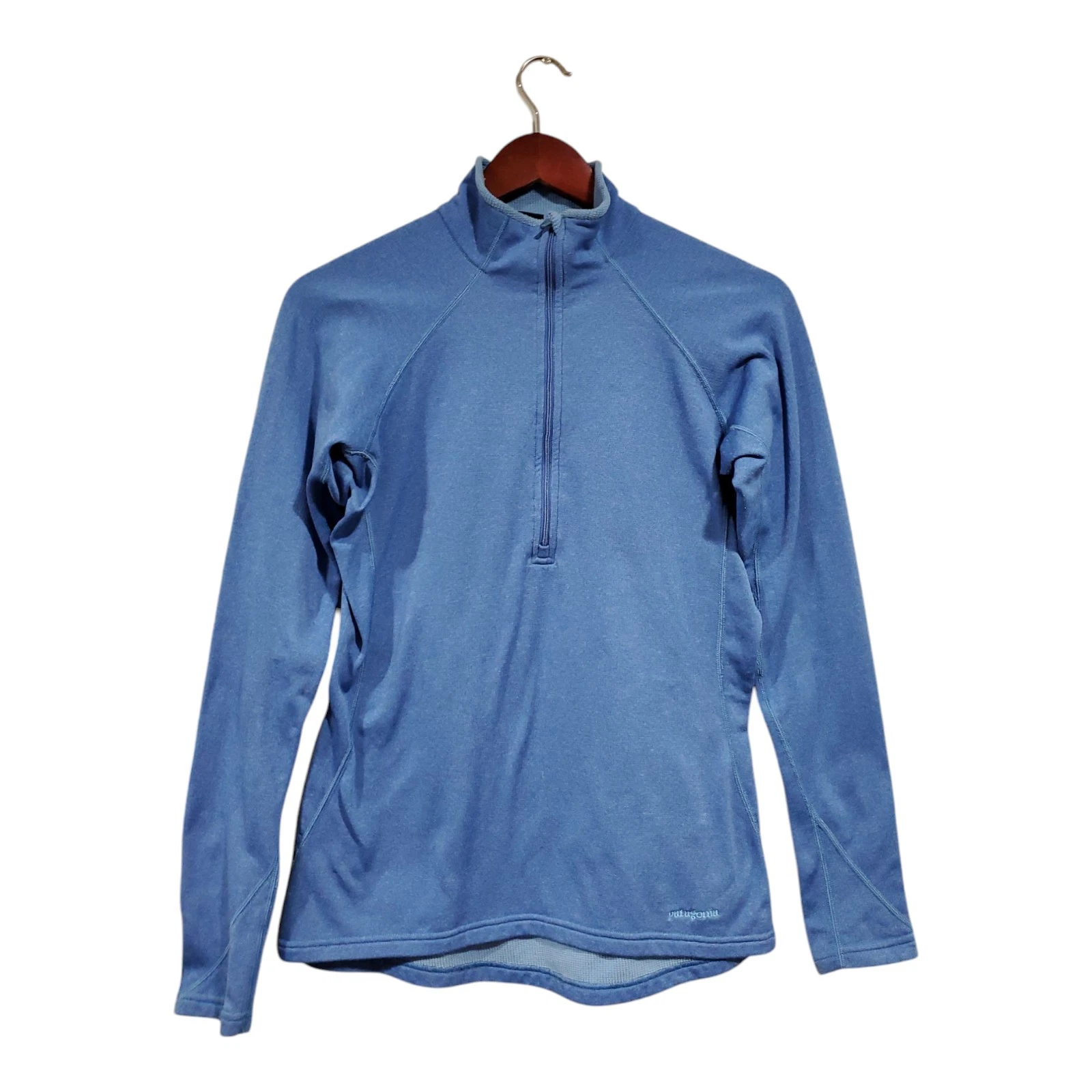Patagonia Capilene Performance Base Layer Womens Blue Waffle Fleece Ski Sz M