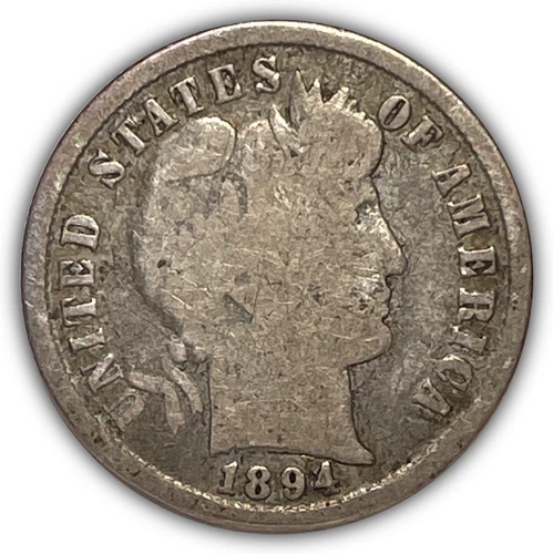 1894 Barber Dime Silver Very Good VG Coin #26344