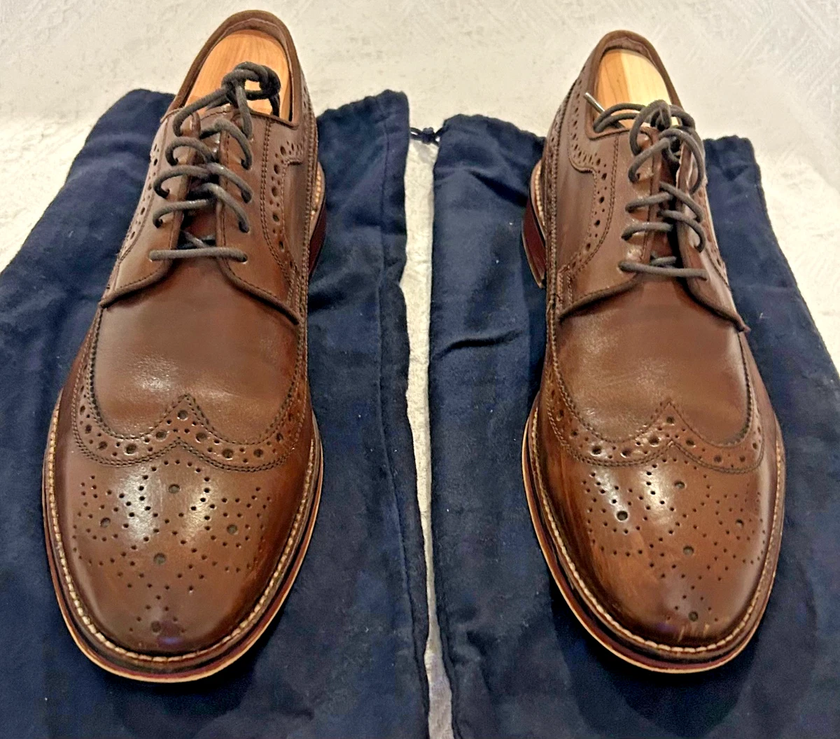 Johnston & Murphy Mens Tan Leather Wingtip Brogue Oxford Shoes 20-3152 Size 9M Johnston & Murphy Wingtip Leather Oxford Shoes Size 9 M  main image 3