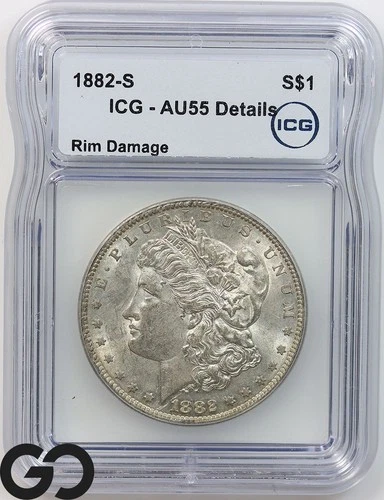 1882-S Morgan Silver Dollar Coin ICG AU 55 Details
