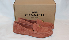 COACH SCULPT C LOGO SLIP ON DRIVER SUEDE LOAFER MOCASSINS CLAY SZ 8 NEW