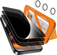 3 Pack Privacy Screen Protector for 17 Pro + One Set Camera Lens Protector