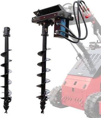 MMS Hydraulic Auger Attachment For MINI Skid Steer Loader 6+8 inch Auger Drill
