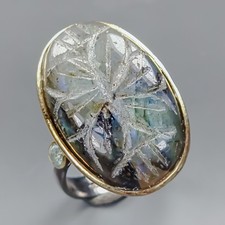 Handmade 30 ct Natural Labradorite Ring 925 Sterling Silver Size 8.5 /R435824