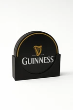 Guinness Coaster Set 4 Pack W/holder Cork Backed Beer Lover Gift Irish Pub Decor