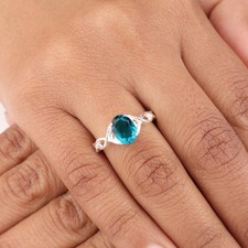 Rare Apatite Gemstone 925 Stamped Silver Jewelry Handmade March Birthstone Ring