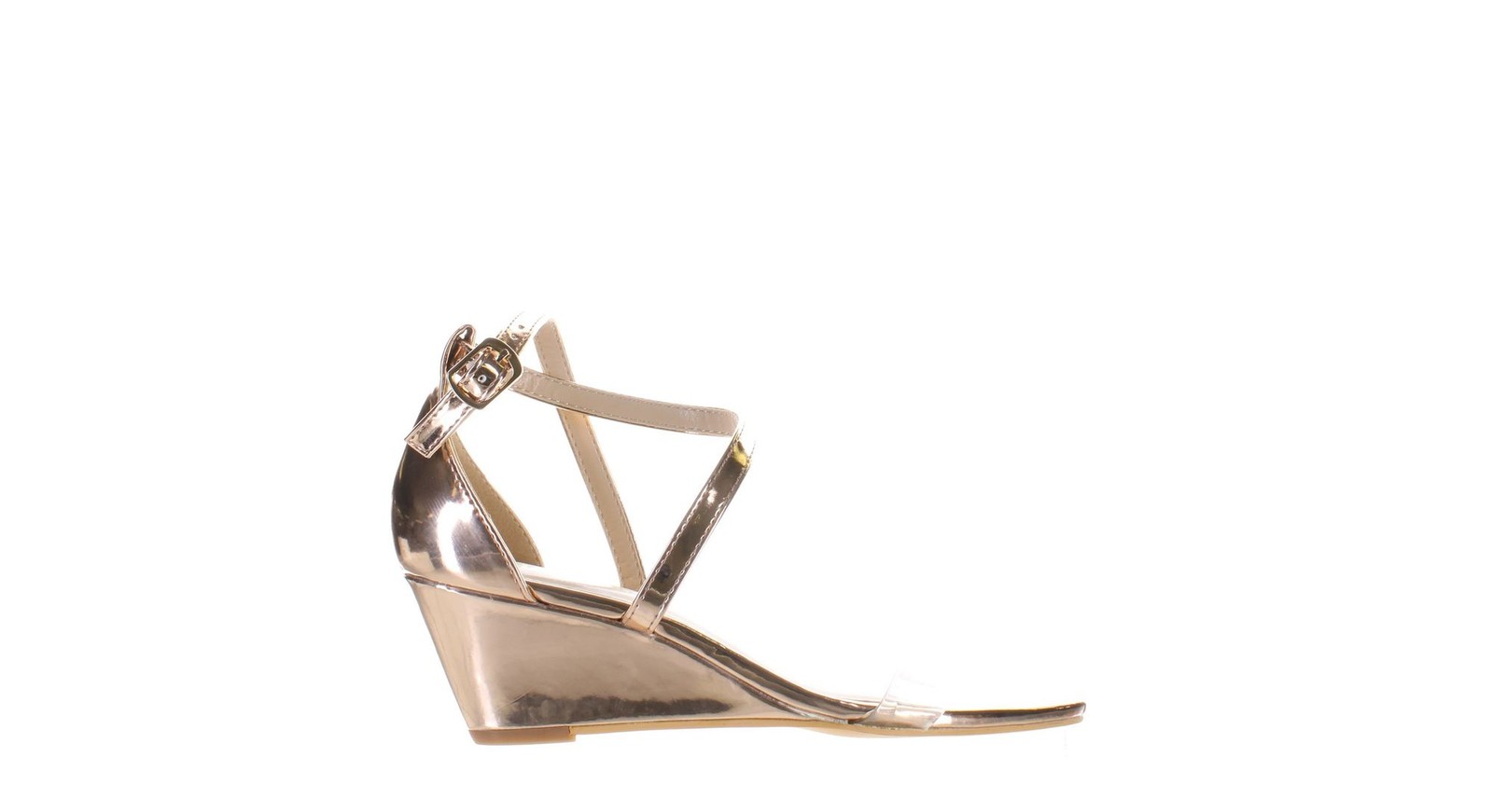 Rose Gold Ankle Strap Heels for Women Size 6.5 Elegant Party Shoes-image