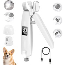 2-in-1 Electric Dog Nail Grinder Pet Trimmer USB Charge Clipper with 2 LED Light