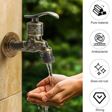 12 Inch Vintage Garden Faucet Outdoor Tap with Decorative Antique Dragon Design