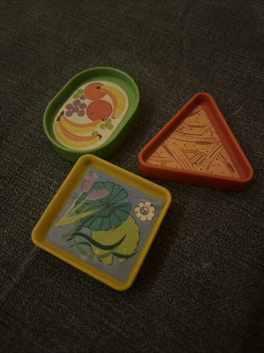 1984 VTG Fisher Price Little People Zoo Animal Food Tray, 3 Pieces, Replacement