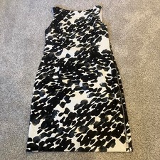 Ann Taylor Black White Abstract Floral Sheath Dress Side Full Zipper Size 6 Mod
