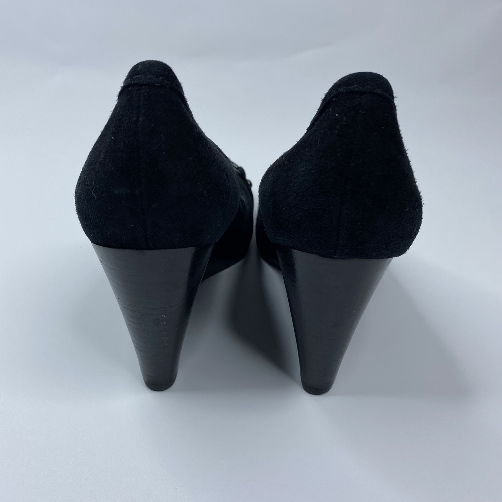 COACH Laney Black Kidsuede Wedges Logo Button Slip-On Pump Heels Size 10B Women thumbnail 9