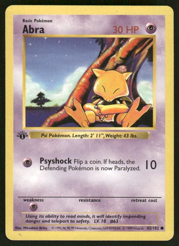Abra — Base Set (1st Edition,Shadowless)