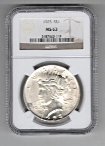 1923 PEACE DOLLAR NGC MS 63 BRILLIANT UNCIRCULATED GORGEOUS COIN LUSTROUS SILVER
