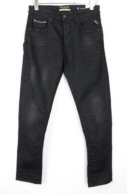REPLAY Grover Herren W29/L32 dunkelgrau Selvedge Jeans Stretch Straight Fit *