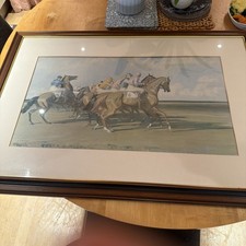 Large Mounted & Framed Print Under Starters Orders By Sir Alfred James Munnings