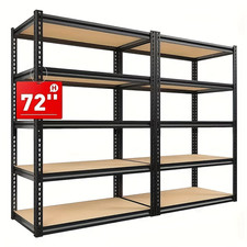 72" Heavy Duty Metal Storage Rack 2000LB Per Shelf Adjustable Black