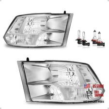 Headlights Assembly OE Replacement Chrome Housing  With High  Low Beam Bulbs