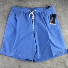 ROUNDTREEE  YORKE Swim Trunk L Sea Blue Solid Board Shorts Lined Pockets New
