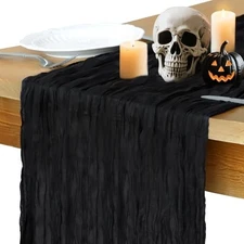 Halloween Table Runner, 10FT Cheesecloth Table Runner 35*120inch Boho Black