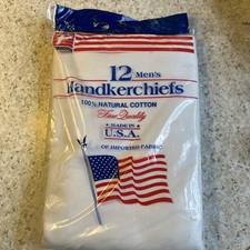 VTG Men's Handkerchiefs 12 Pack 100 Natural Cotton White Paris 16" Made USA NEW