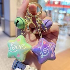 2 Pieces Cute Pastel Star Love Keychain Bell Charm Kawaii Bag Pendant Gift