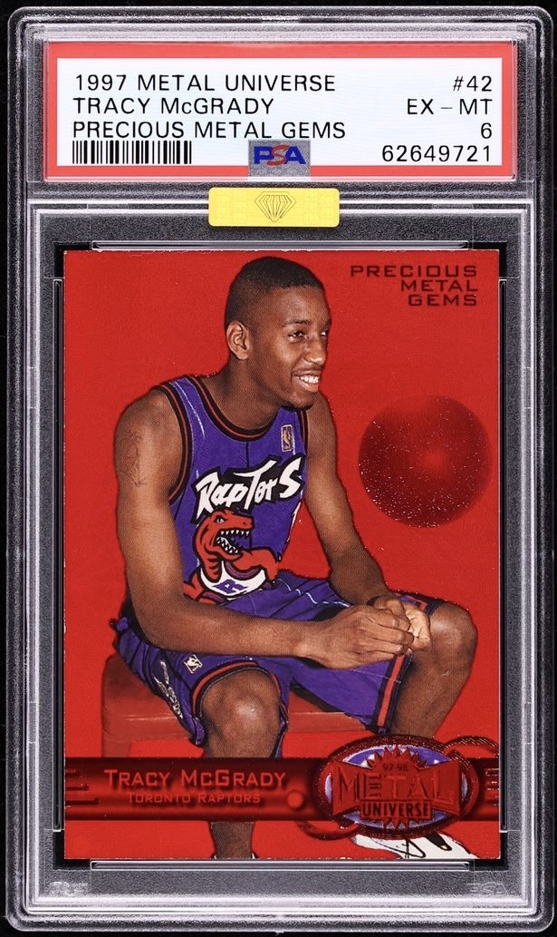 1997-98 Metal Universe TRACY MCGRADY #42 PMG Precious Metal Gems Red #/100 PSA 6