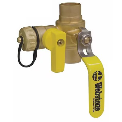 Webstone 50612 1/2'' Sweat X Hose Cap Brass Ball Valve With Drain 3-Way