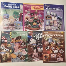Vtg LOT OF 7 Plastic Canvas COASTERS And COVERS Inc VHS Leaflets Patterns