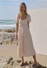 Auguste Josie Molly Midi Pink Floral Dress Size AU 12/ US 8 Boho Summer Beach